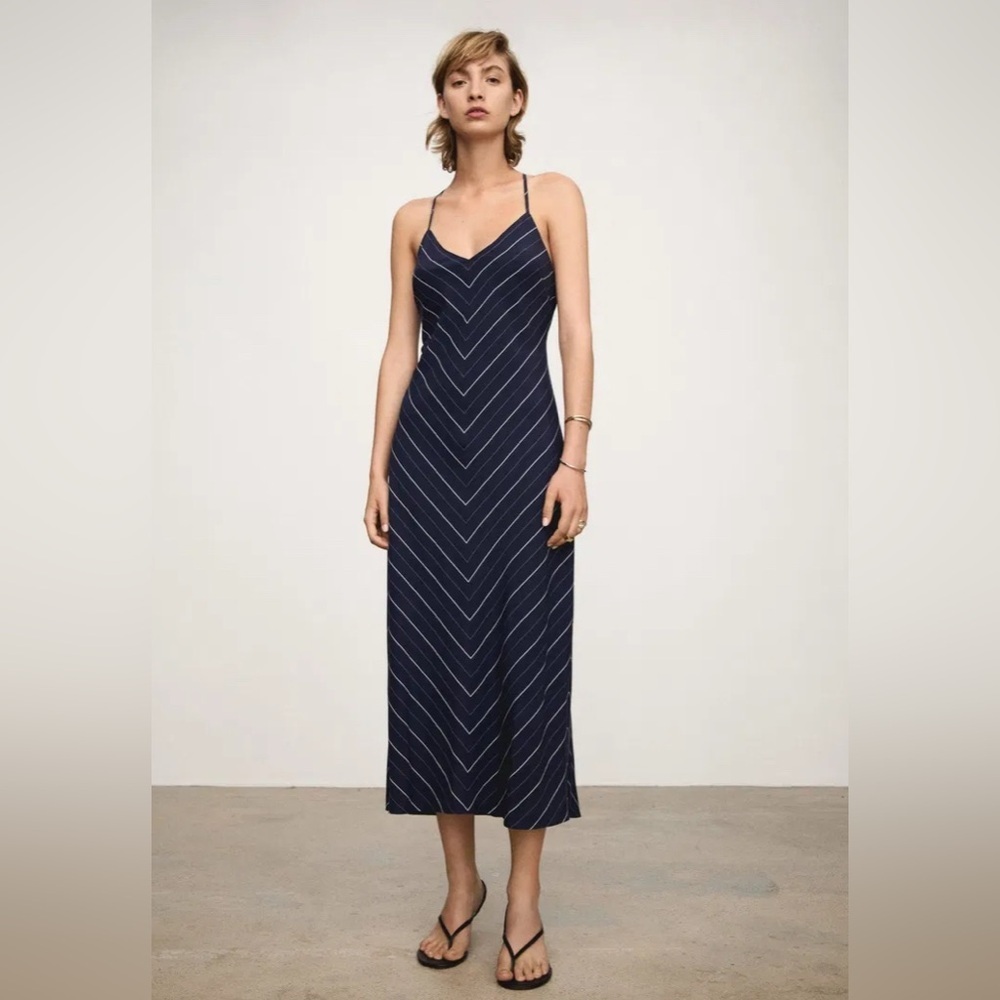 NWT MANGO STRIPED LYOCELL DRESS, SIZE L - Picture 5 of 16